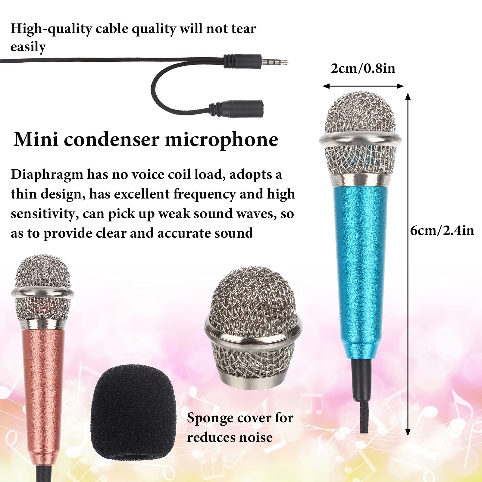 5Pcs Mini Microphone Mini Karaoke Microphone for Voice Recording, Portable Microphone Chatting and Singing Compatible with Smart